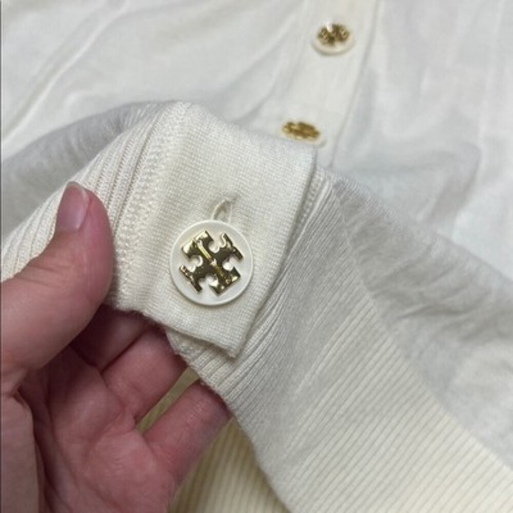Tory Burch Cream Button-Front Cardigan - Picture 3 of 8